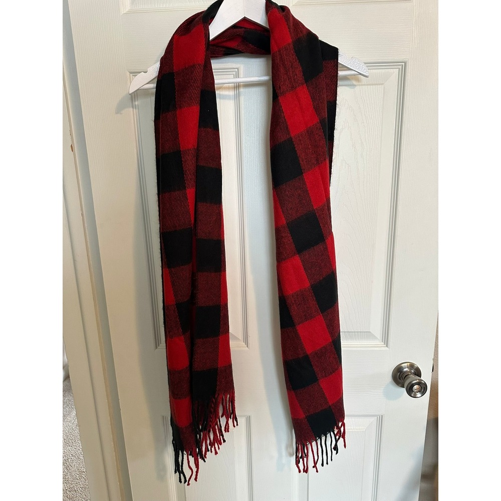 Charming Charlie‎ Red Black Buffalo Plaid Scarf Wrap